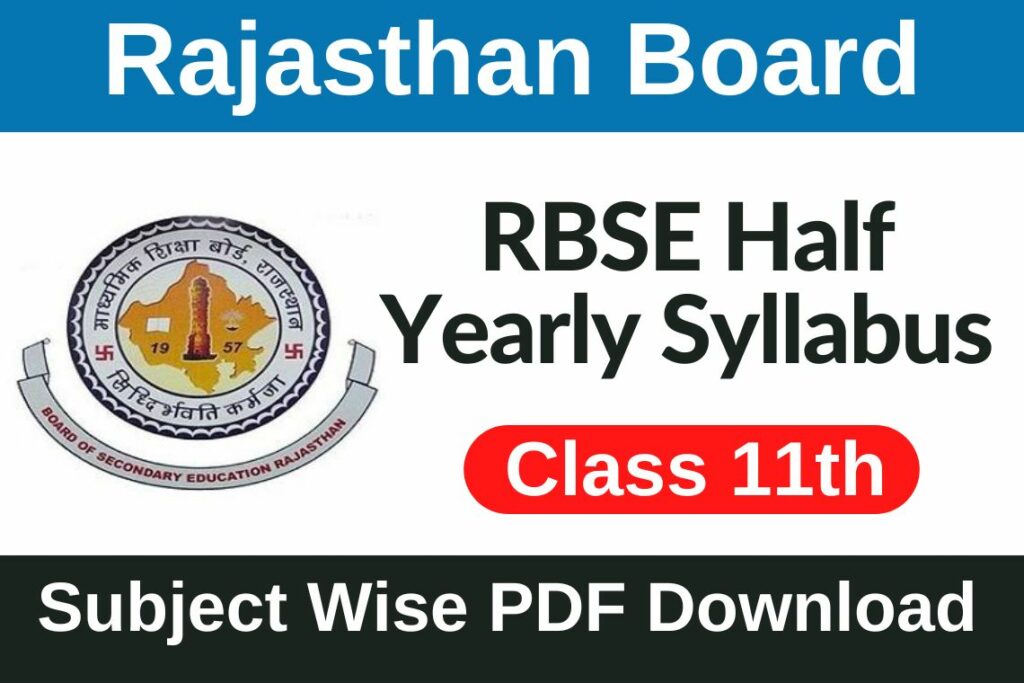 RBSE Class 11 Half Yearly Syllabus 2023 24 PDF Download
