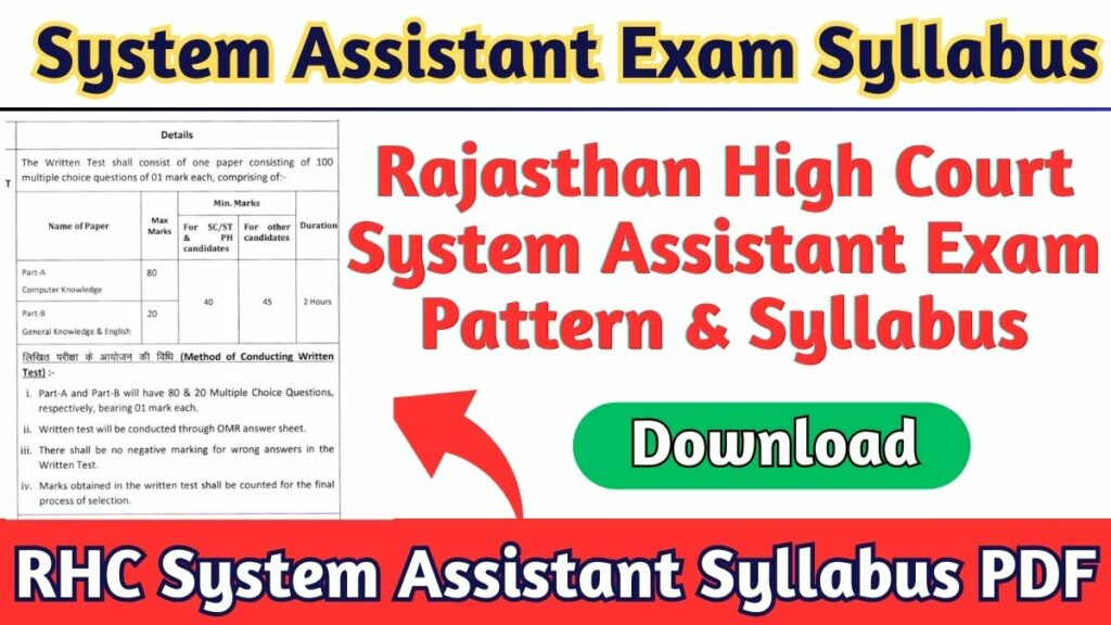 Rajasthan High Court System Assistant Syllabus